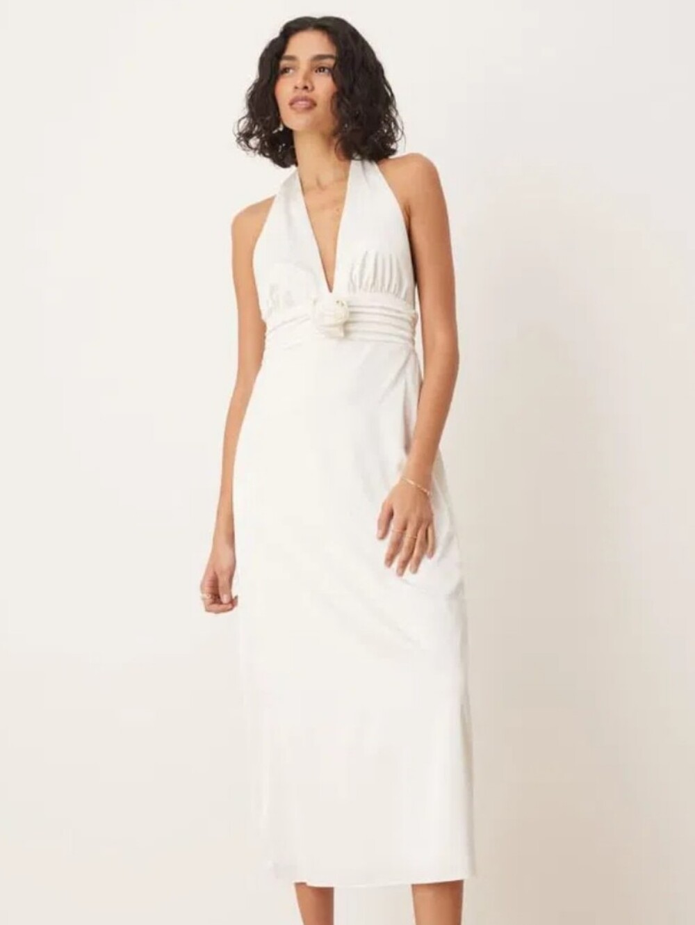 Abercrombie & Fitch Ivory Halter Gown with Rosette Detail